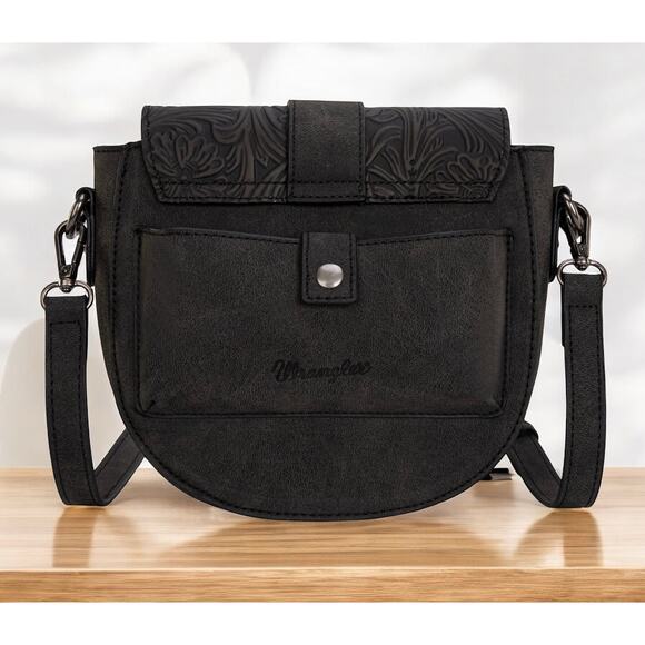 Wrangler Tooled Black Small Crossbody/Saddle Bag *NEW in Package* - Picture 2 of 5
